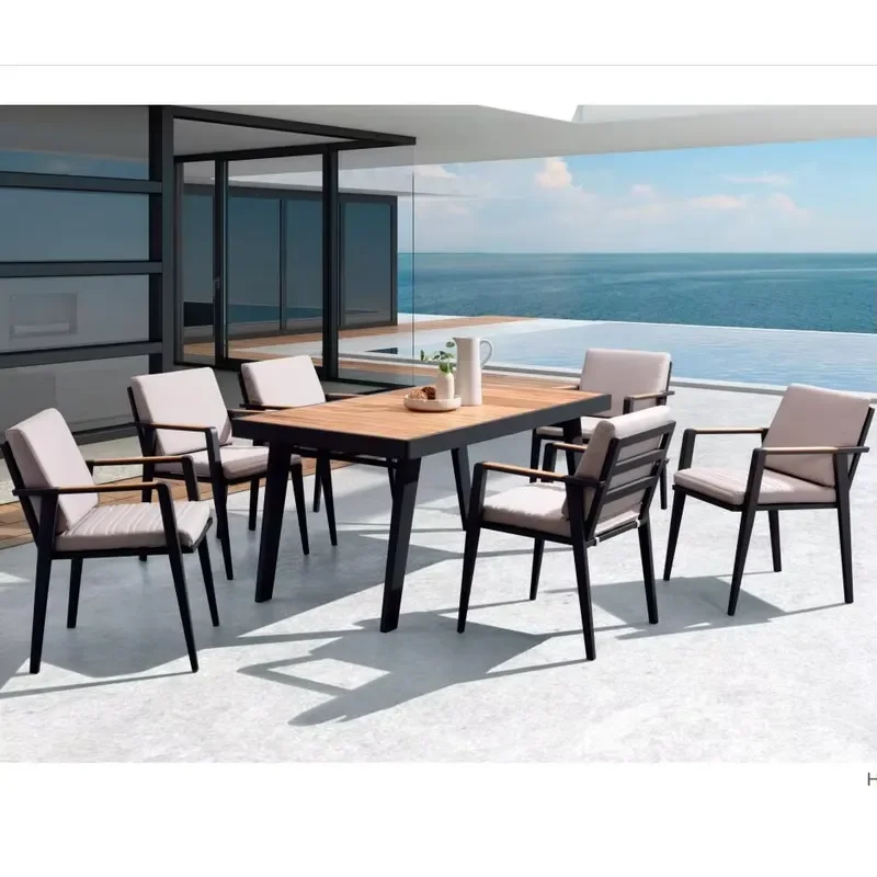 MODERN DINING SET TABLE CHAIR HOTEL RESTAURANT FURNITURE DINING CHAIR SETS ALUMINUM DINING TABLE OUTDOOR DINNING TABLE SET