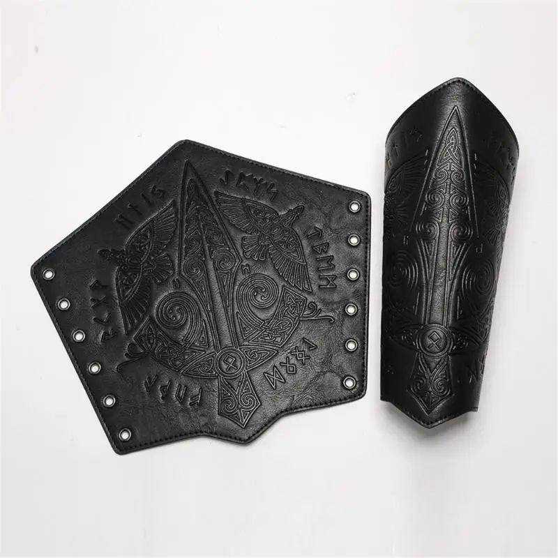 652F Guardia da polso Halloween per giochi ruolo maschile Pirata PU Medievale Pirata Cavaliere Guanto da polso Bracciale