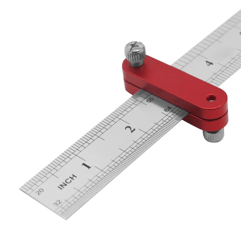 2Pcs Aluminum Alloy Steel Ruler Limit Adjustment Locating Block Scriber Woodworking Ruler Stop Block