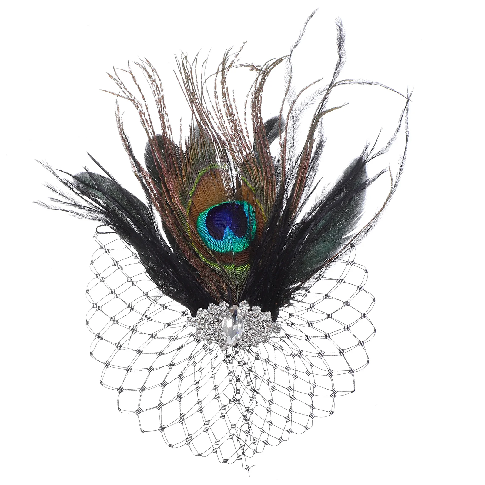 

Feathered Hair Clip Mesh Elegant Wedding Party Dance Fascinator Hair Accessory Vintage Pins Fashion Hairpin