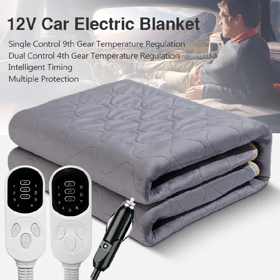 

Electric Heat Blanket For RV SUVs Car 12V Plush Thicker Heater Heated Mattress Thermostat Travel Heating Mat Winter Body Warmer