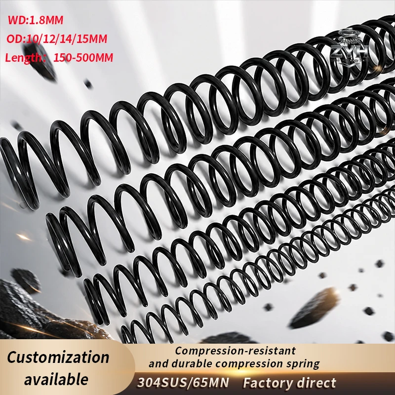 

1pcs of high-temperature resistant spring 304SUS/65MN WD1.8mm OD10-15mm Length150-500mm precision hardware compression spring
