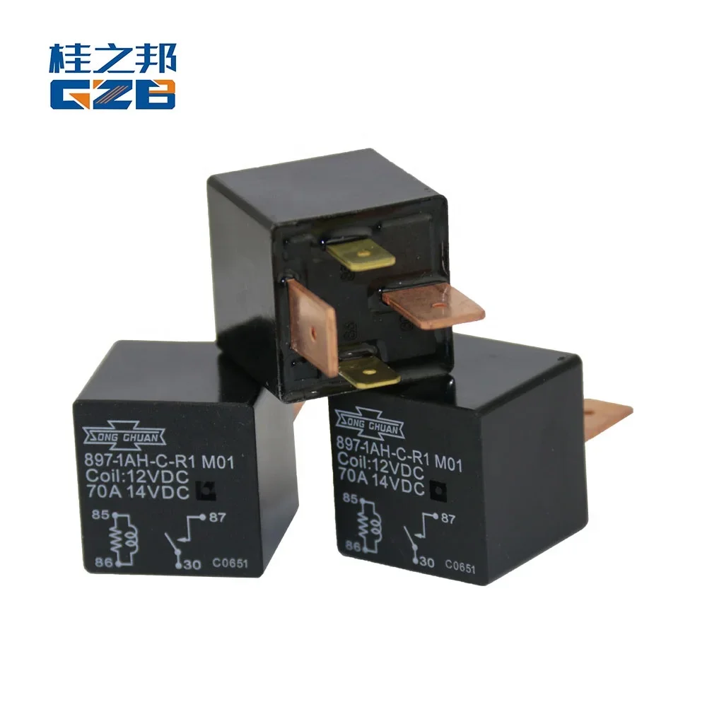 Relé da peça da escavadeira GZB 897-1AH-C-R1 (12VDC) 70A para RTS