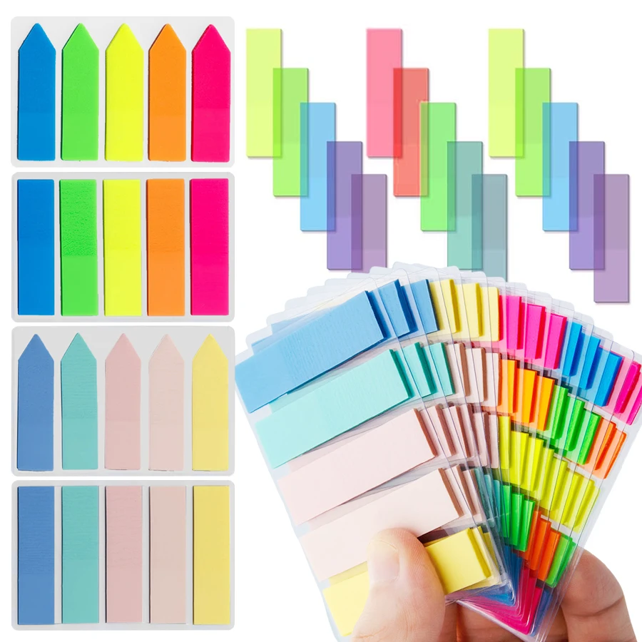 100pcs Writable Fluorescent Guidance Label Self-adhesive Note Indicator Sticker School Stationary Supplies Planner Accessories