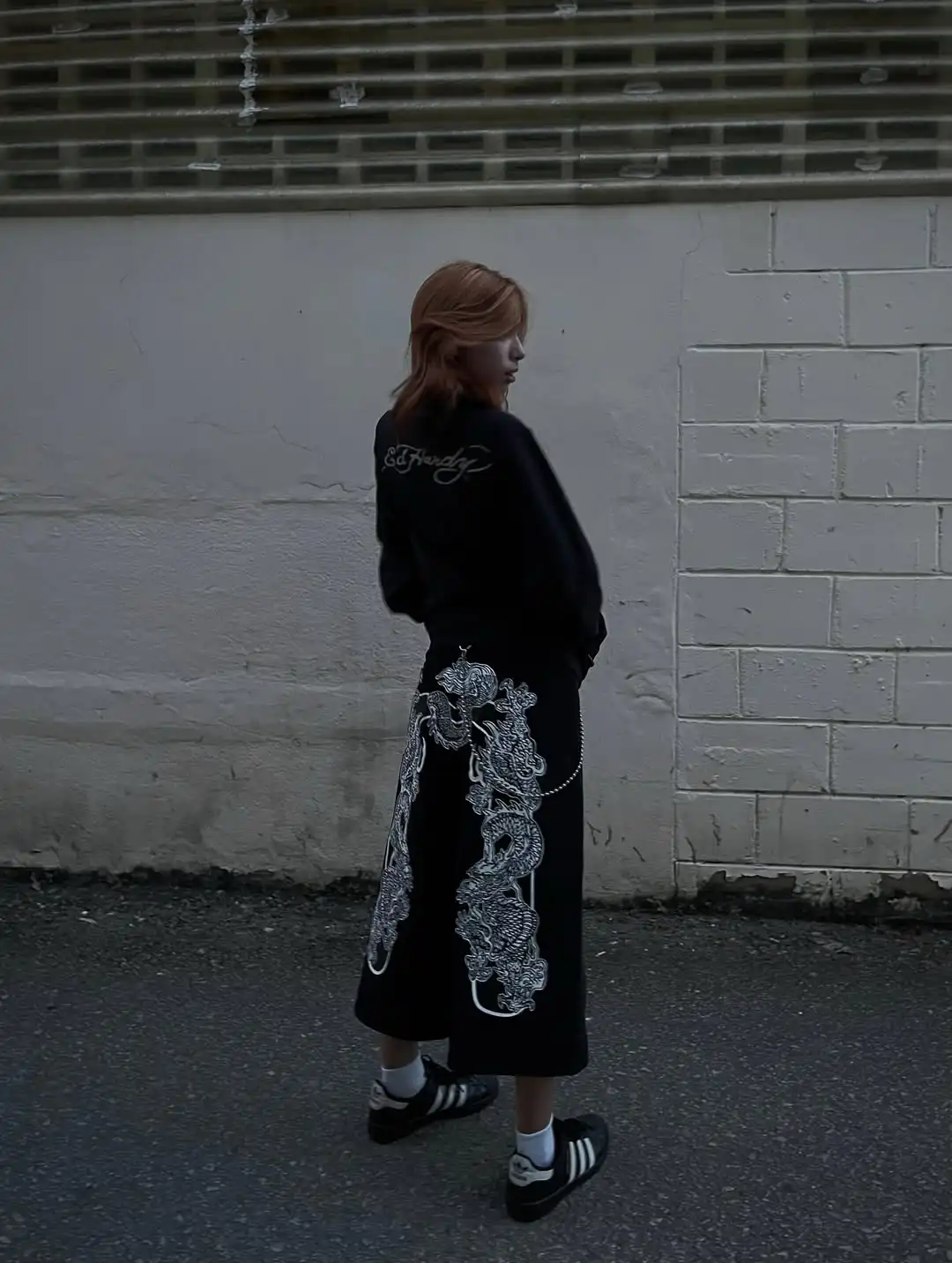 Y2Kニューダラゴン柄デニムショートパンツ ヴィンテージジーンズ メンズ レディース ストリート ヒップホップ ファッション 原宿 パンク ルーズ ハイウエスト ワイドレッグパンツ