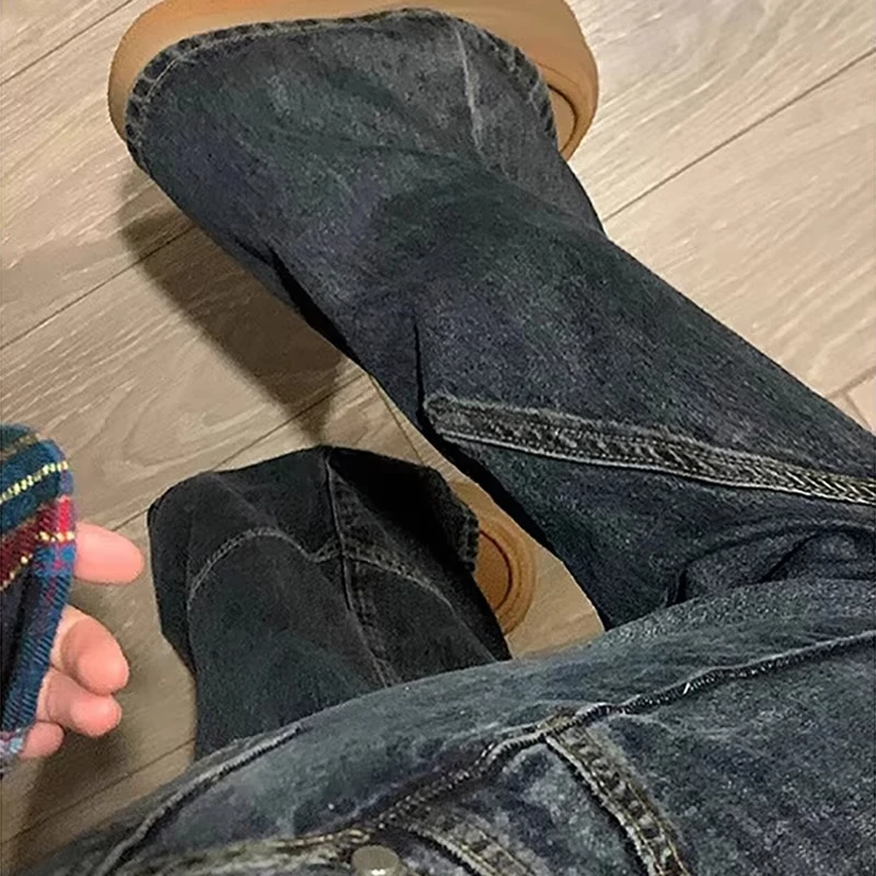 Y2K pants men Baggy Harajuku cherry blossom print pattern jeans Hip Hop streetwear men women gothic Casual wide leg Denim Pants