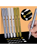 Metallic Marker Pen White/Gold/Silver Waterproof Permanent Paint Marker Pen for Rock,Mug,Ceramic,Glass DIY Painting Supplies