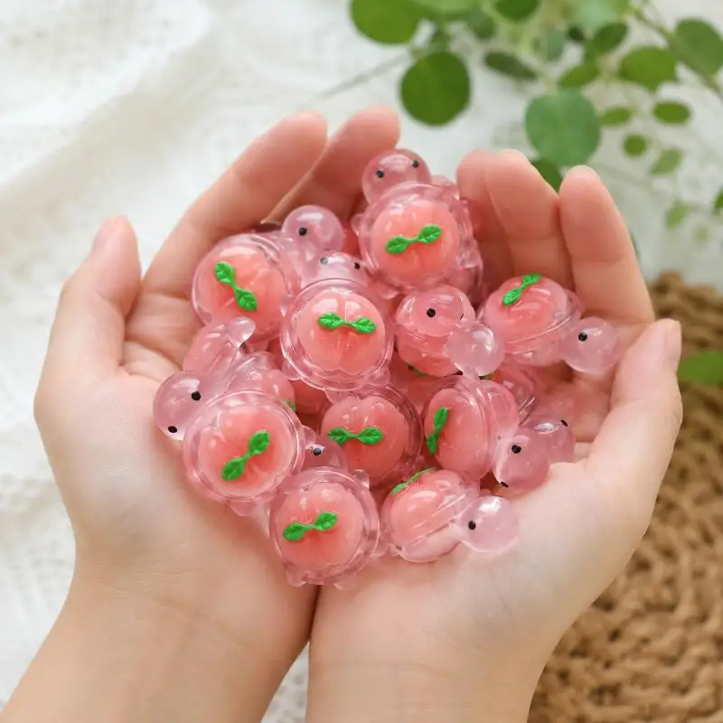 Cute Pink Peach Glow In Dark Turtle Figurines Mini Resin Ornaments for DIY Projects Home Table Decoration