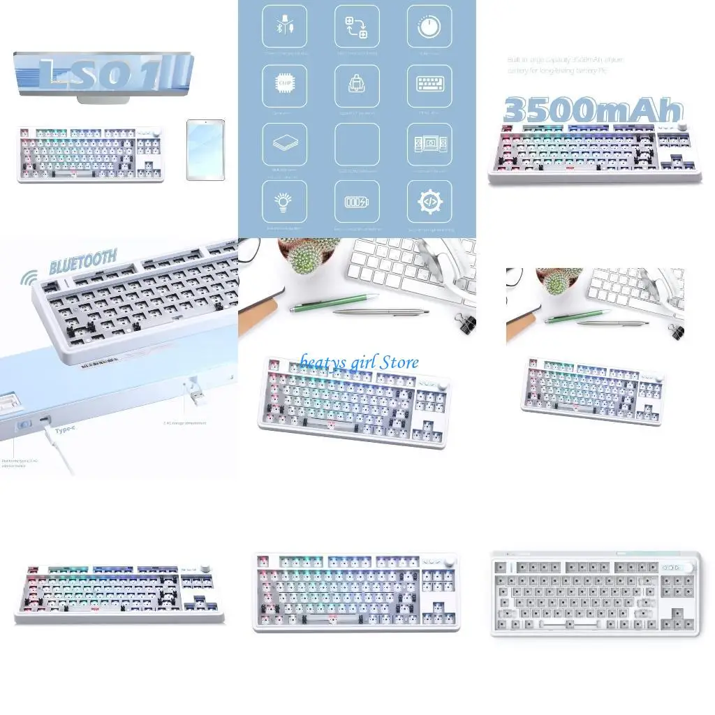 

C7AB LS01 Комплект механической клавиатуры с возможностью горячей замены, настраиваемая беспроводная клавиатура TypeC 2,4G,