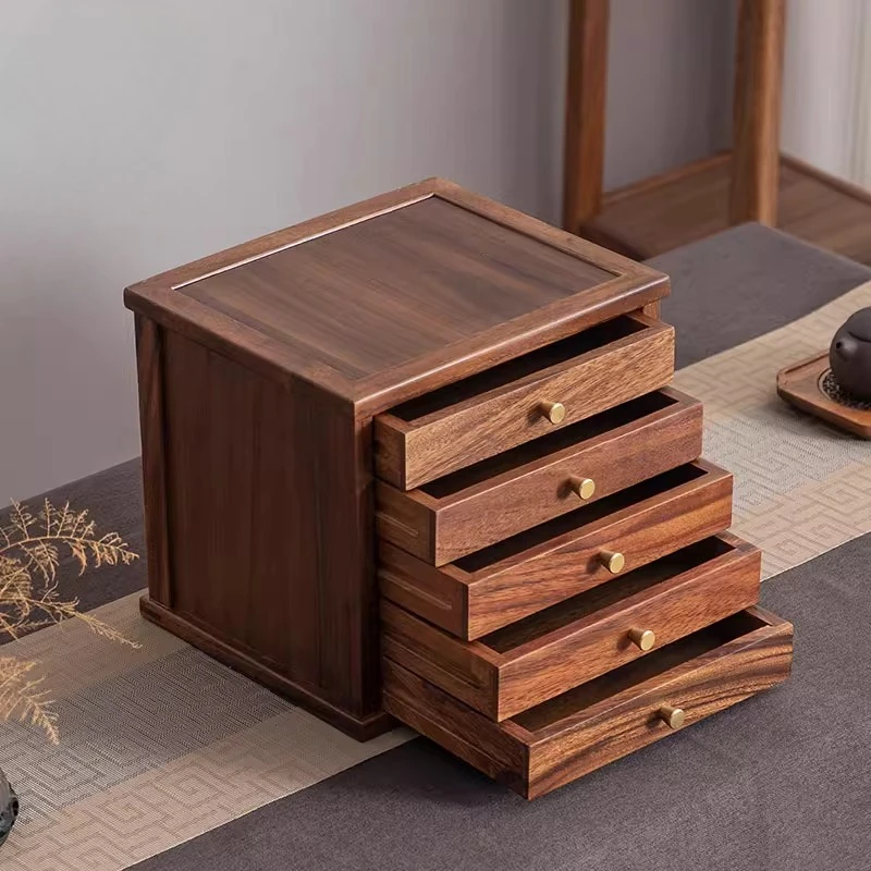 

5-Tier Walnut Tea Storage Box Premium Pu-erh Cake Organizer Multi-Layer Wooden Display Case for Home & Tea Shop Collection‌ Box