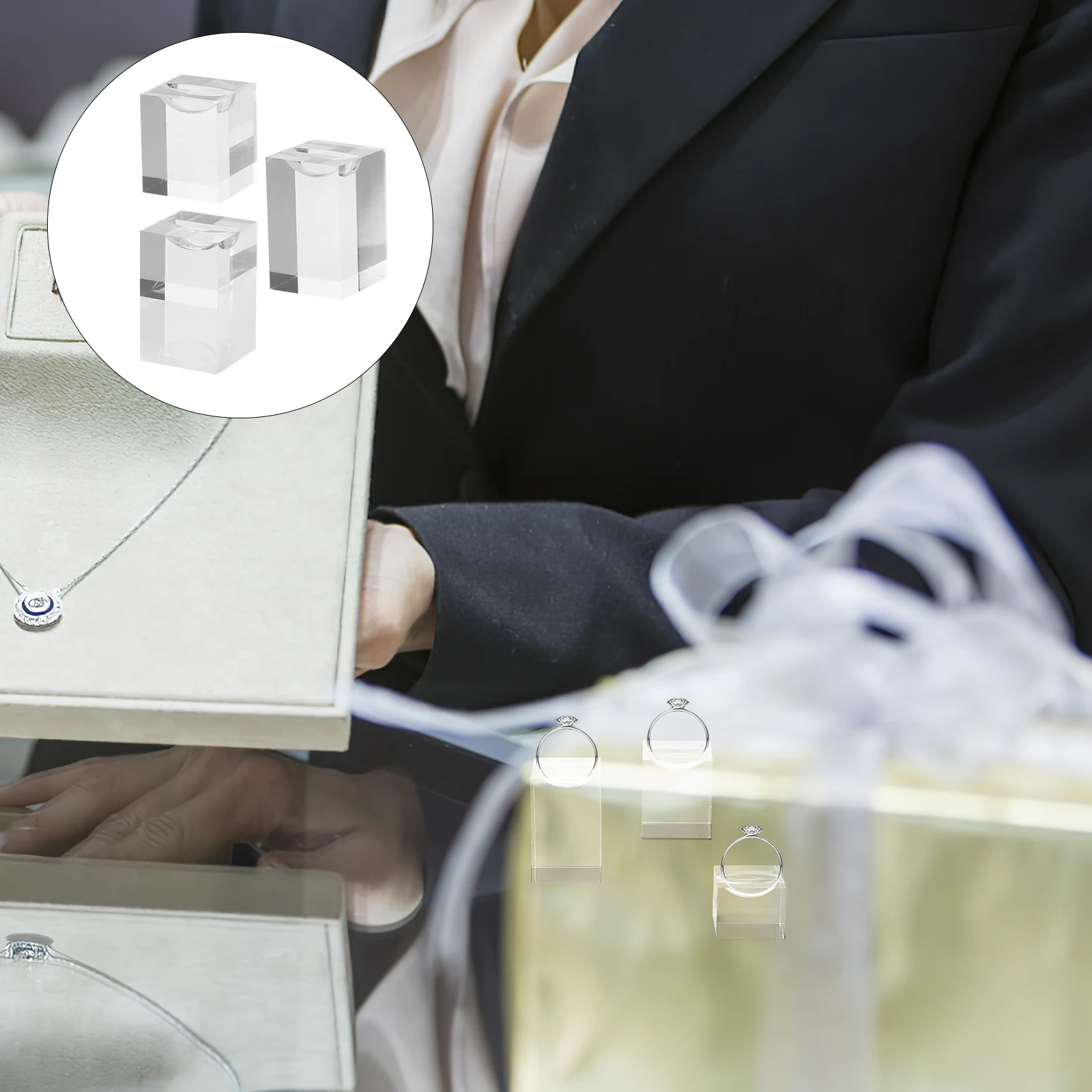 

3 шт., прозрачная акриловая подставка для колец, держатель для ювелирных изделий, витрина, настольная подставка для хранения колец, держатель для ювелирных изделий