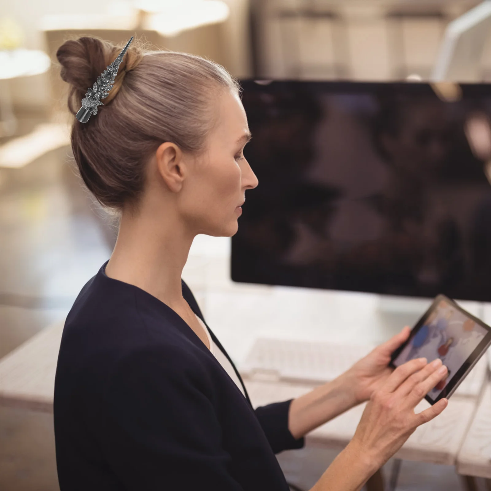 

Retro Rhinestone Hair Clip Large Alligator Barrette Bling Duckbill Hairpin For Women Wedding Party Styling Decor Thick