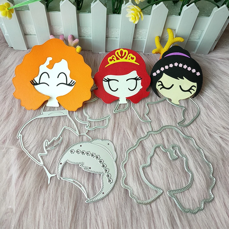 

New 5 Pcs Woman's hair Hair metal cutting die mould scrapbook decoration embossed photo album decoration card making DIY