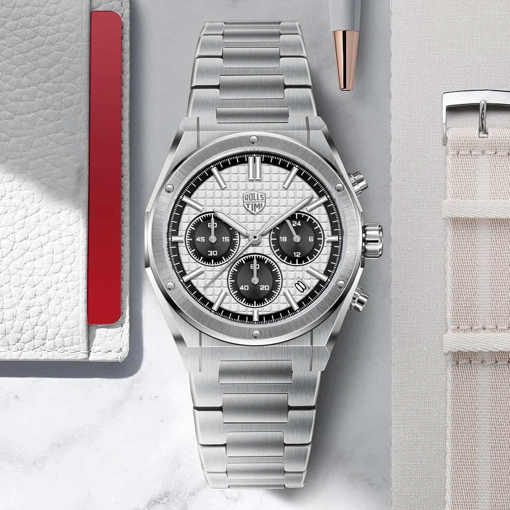 

Новинка 2025 года, мужские часы RollsTimi, роскошные часы с хронографом для мужчин, кварцевые наручные часы AR с сапфировым стеклом, водонепроницаемые спортивные светящиеся часы