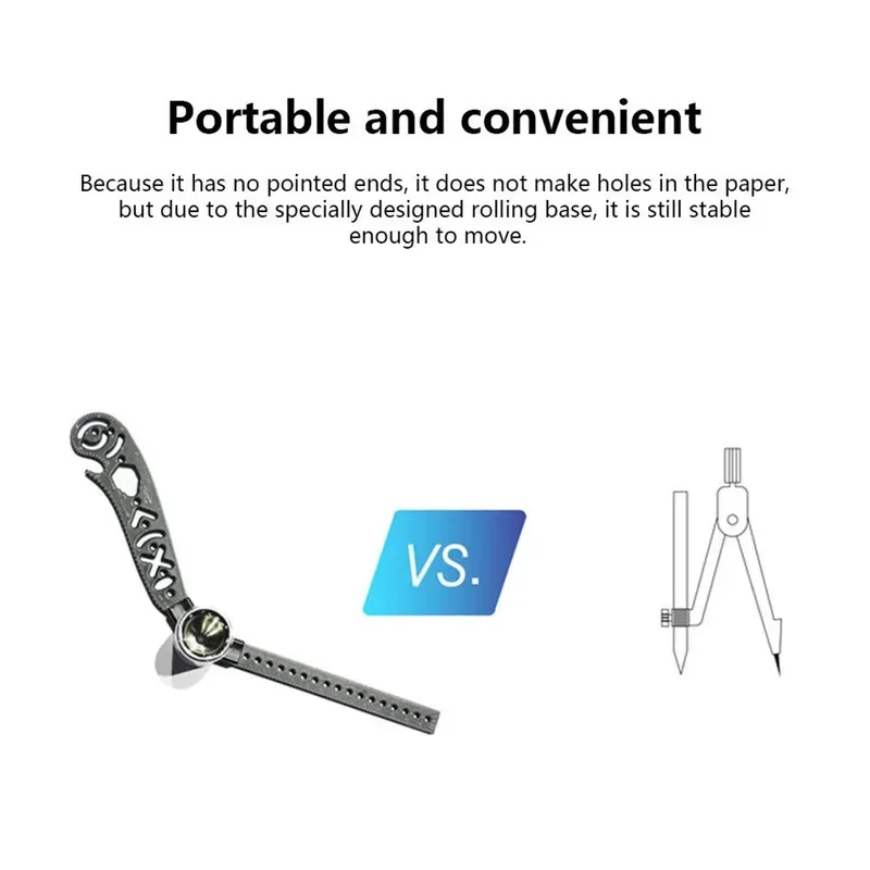 مسطرة رسم معدنية متعددة الوظائف - مجموعة منقلة بوصلة صغيرة منحنية، ملحق رسم أنماط الدائرة