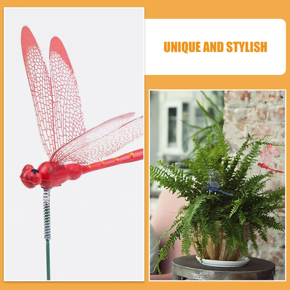 24Pcs Stylish Dragonfly Garden Stakes Lifelike Appearance PVC Material for Patio Yard Lawn Decoration Flower Arrangement