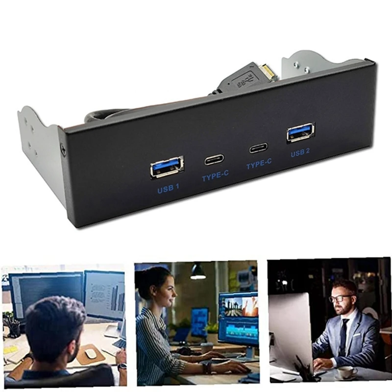 USB3.2 TYPE-C 10Gbps Optical Drive Panel 2X USB GEN2+2X TYPE-C 3.5-Inch 5.25-Inch HUB 19PIN To C-Port Front Back Plug