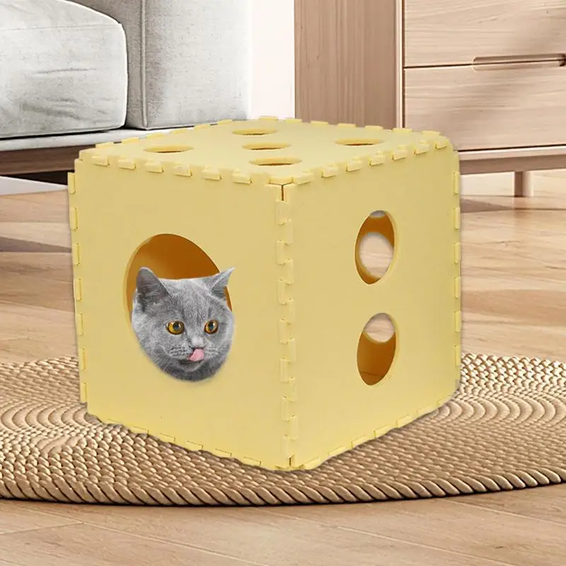 Large Cat House Cat Bed Cave Soft Spliced Nest Foldable Indoor Cat Cube Washable Cat Hideaway Cat Houses & Condos For All Cats