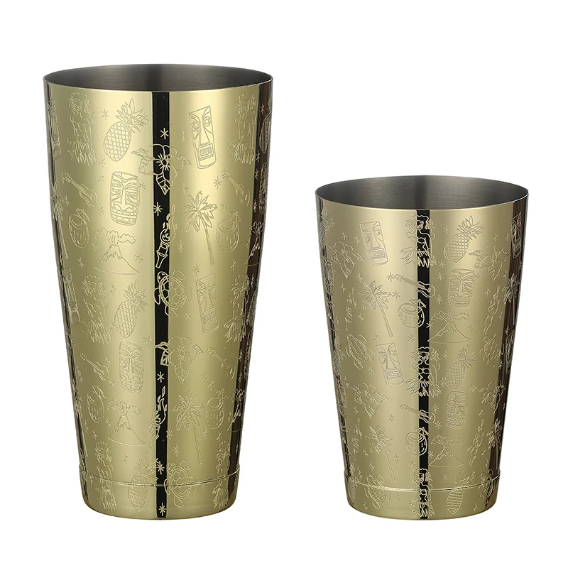 Stainless Steel Boston Shaker Bar Shaker with Different Surface Finish -2 Piece Cocktail Shaker, 15-Ounce and 25-Ounce