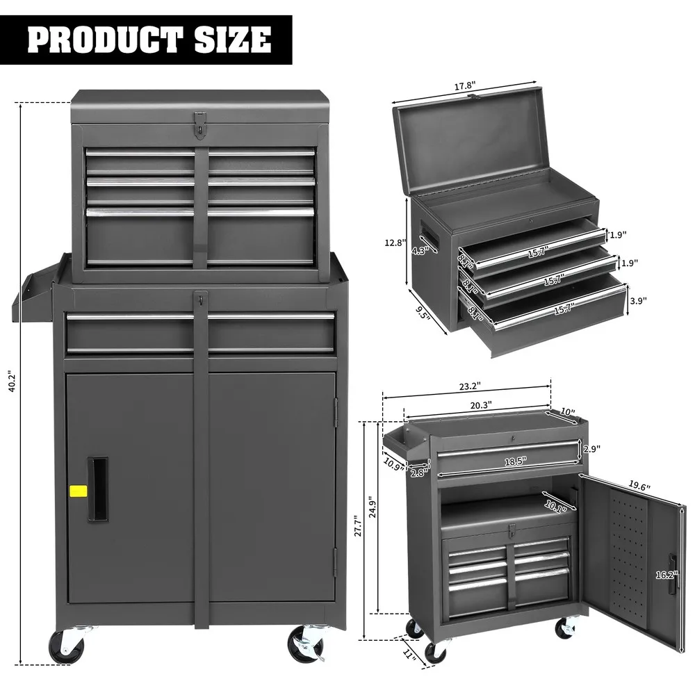 Rolling Tool Chest with Drawers Tool Organization Box Storage Cabinet for Garage