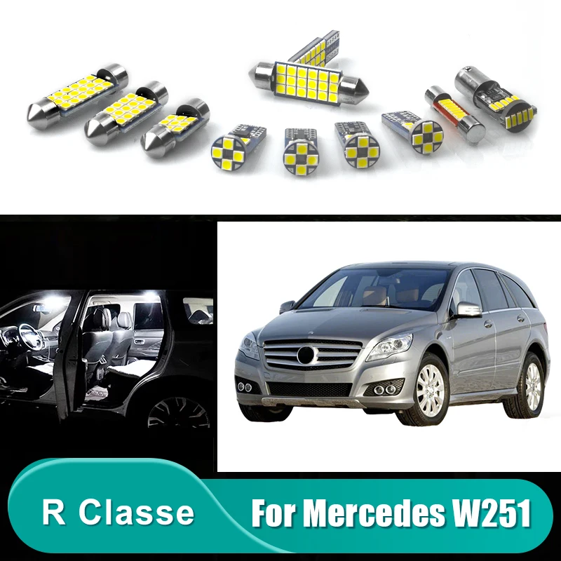 

For Mercedes Benz R Classe W251 13pcs Error Free 12v Car LED Bulbs Interior Reading Lamp Trunk Vanity Mirror Light Accessories