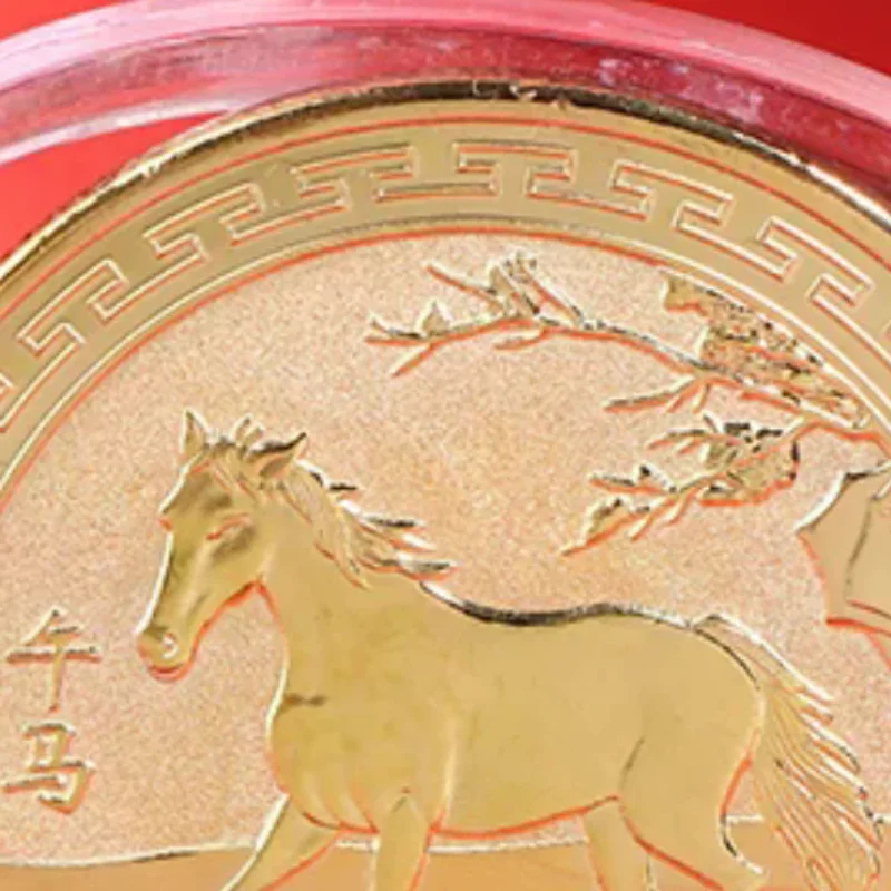 1 قطعة الصينية 2026 سنة الحصان عملات محظوظ الحيوان الحصان تحصيل عملات 45 مللي متر الحديد جمع السنة الجديدة تذكارية عملة #1