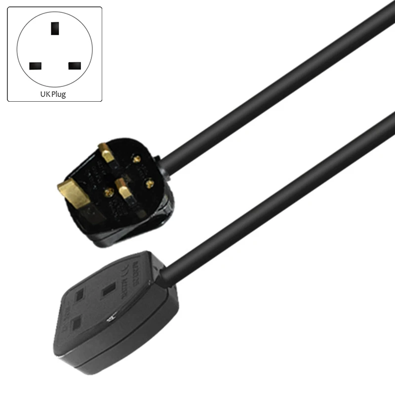 Przedłużacz UK 3 bolce, wtyczka męska do żeńskiego gniazdo wyjściowe kabla zasilającego HongKong (wtyczka UK, 0.3M)