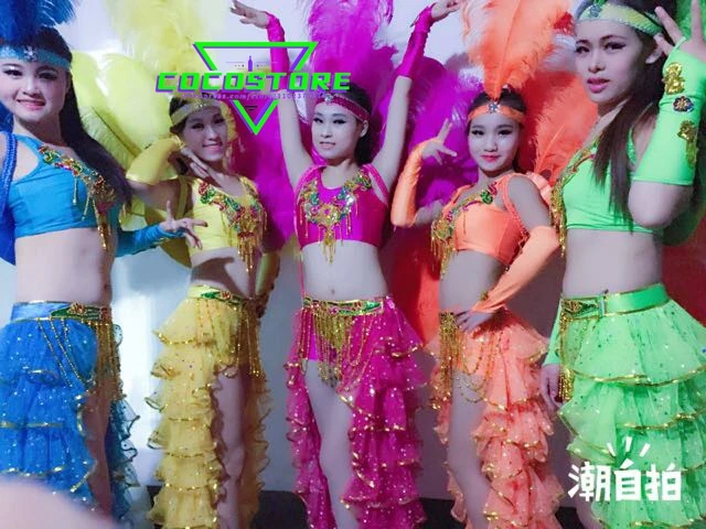 Samba Costume Carnival Brazilian Dancer Feather Dance Costumes   Opening Ceremony Performance Clothes Set Dancing Event Dresses