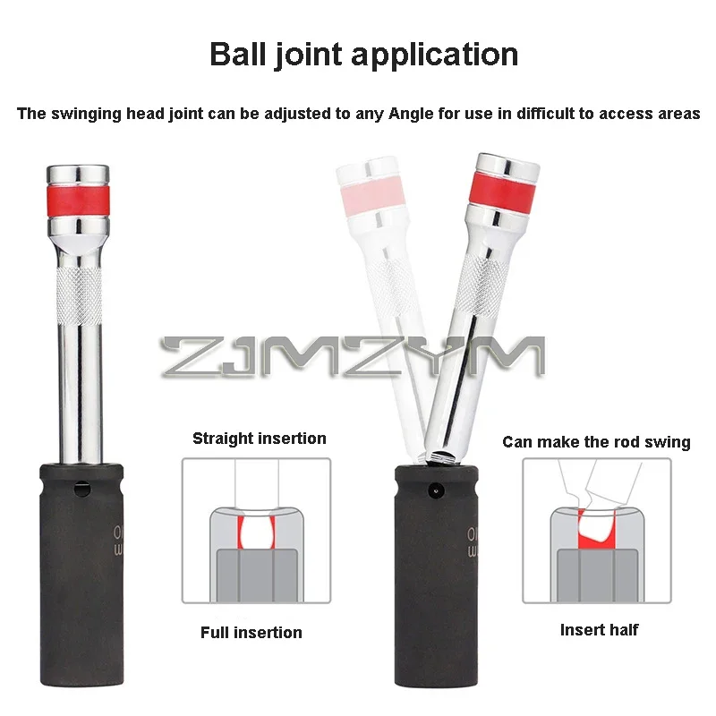 9 шт. 1/2 3/8 1/4 дюйма, удлинитель шаровой головки, набор длинных стержней для торцевых трещоток, аксессуар, инструмент, хромованадиевая сталь
