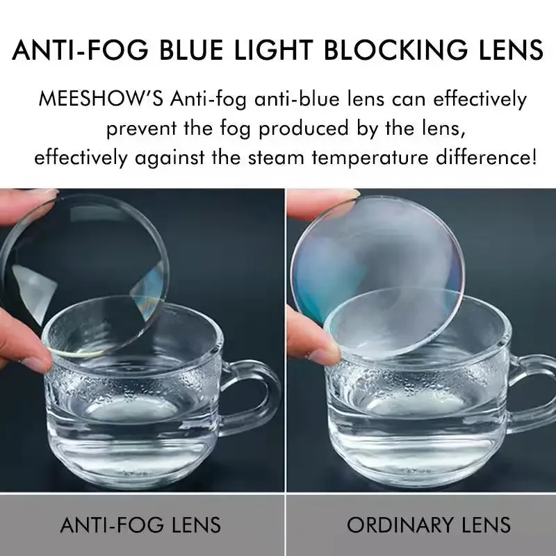 Meeshow Anti-Fog Blue Light Blocking Series 1.56 1.61 1.67 Prescription CR-39 Resin Aspheric Eye Glasses Lenses Photochromic