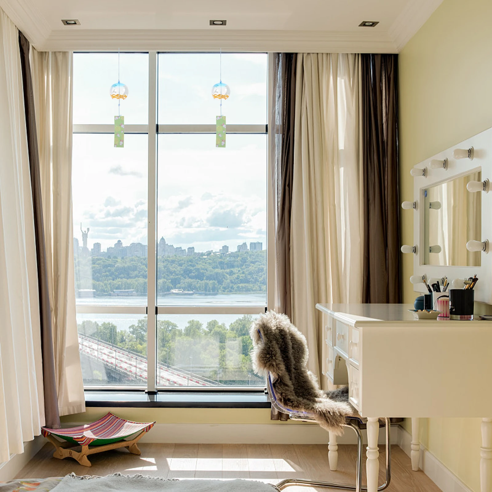 

Glass Wind Bell Japanese Style Wind Chime Hanging Pendant Traditional Decorative Ornament for Home Garden Balcony Outdoor