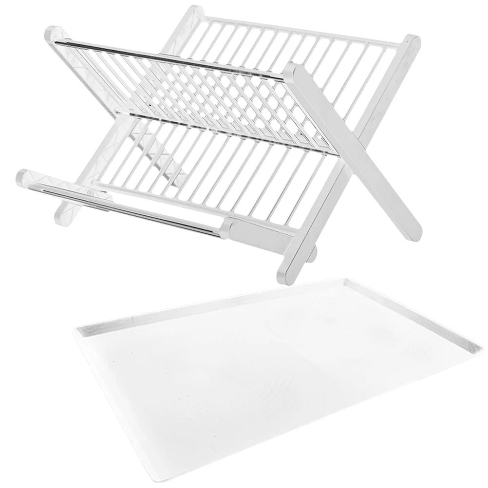 

Folding Stainless Dish Rack Racks Drying Space Saving Foldable Plates Dryer Tableware