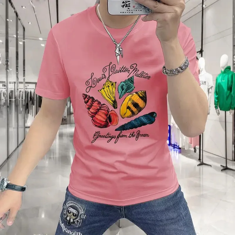 Men's Luxury Casual T-shirt Retro design Summer casual conch pattern short sleeve T-shirt Men's retro cotton fashion High qualit