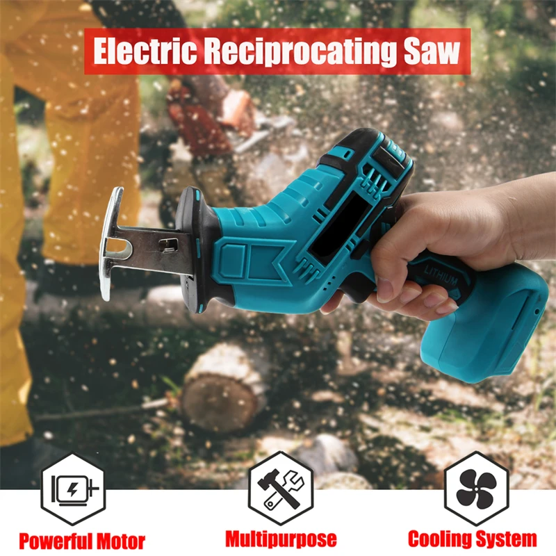 Electric Reciprocating Saw Cordless Adjustable Variable Speed Metal Wood Cutting Tool Electric Saw For Makita 18V Battery