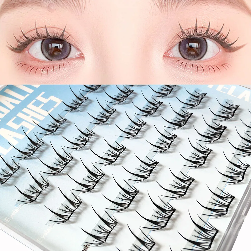 Self-กาวSegmented Eyelashesไม่มีกาวFake Lashes Extensionแต่งหน้าSoft Mink Eyelashธรรมชาติ
