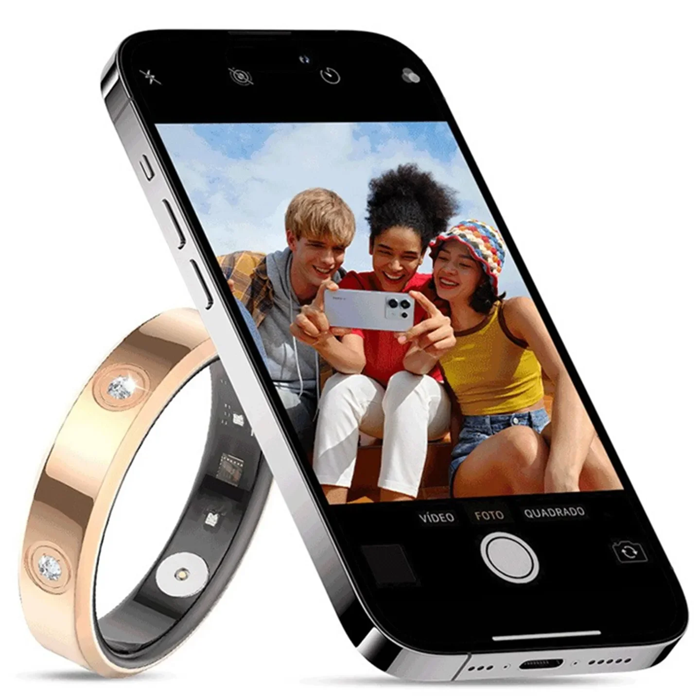 Waterproof Smart Ring Heart Rate Blood Oxygen Sleep Health Monitoring Motion Tracker Diamond Encrusted Jewelry Sports Wristband view 3