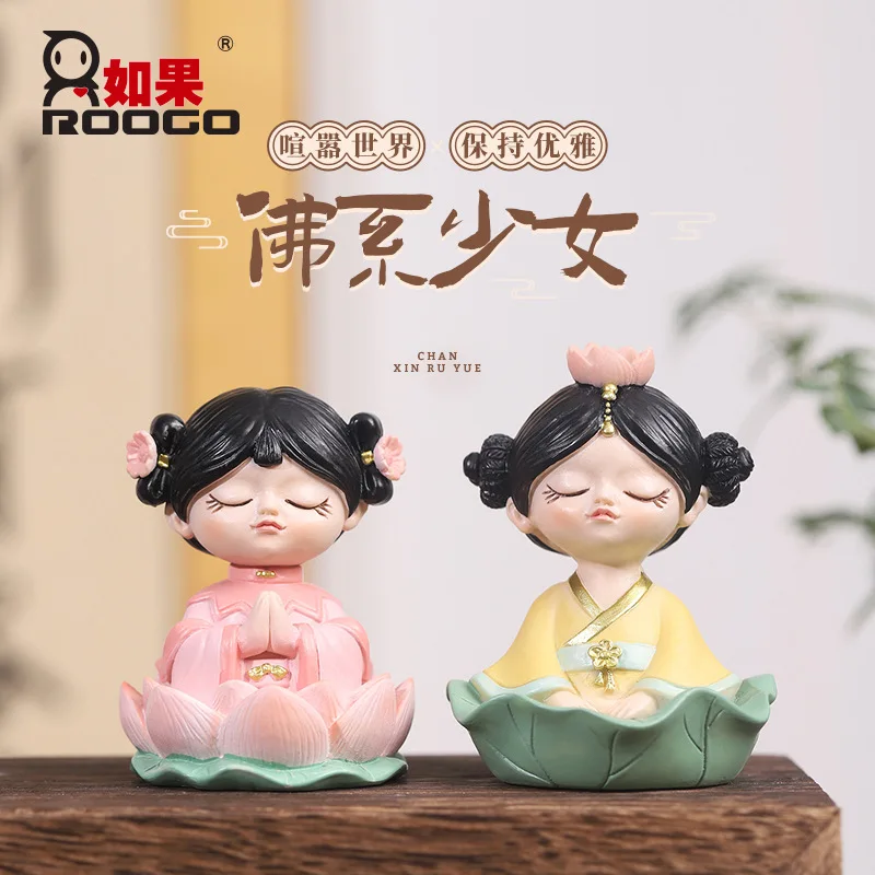 Buddhist Style Small Ornaments Female Workstation Artifact For Decompression Home Office Desk Decoration Valentine's Day Gift