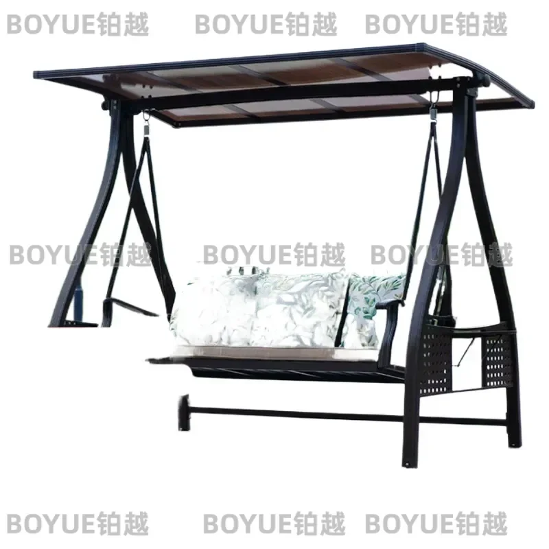 Aluminum Alloy Outdoor Garden Swing Chair Double Triple Seat Patio Courtyard Villa Homestay Restaurant Leisure Hanging Cradle