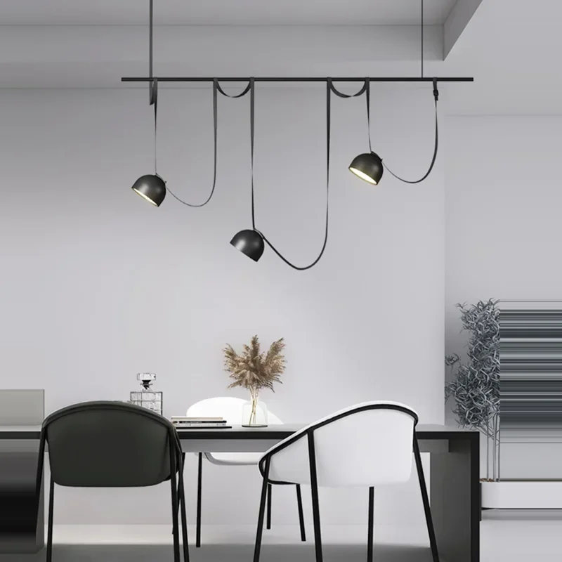 Imagem -03 - Led Art Deco Pendurado Lâmpada Faça Você Mesmo Cross Belt Preto Laranja Lustre Pendant Light Suspensão Luminária Luminária Lampen para Sala de Estar