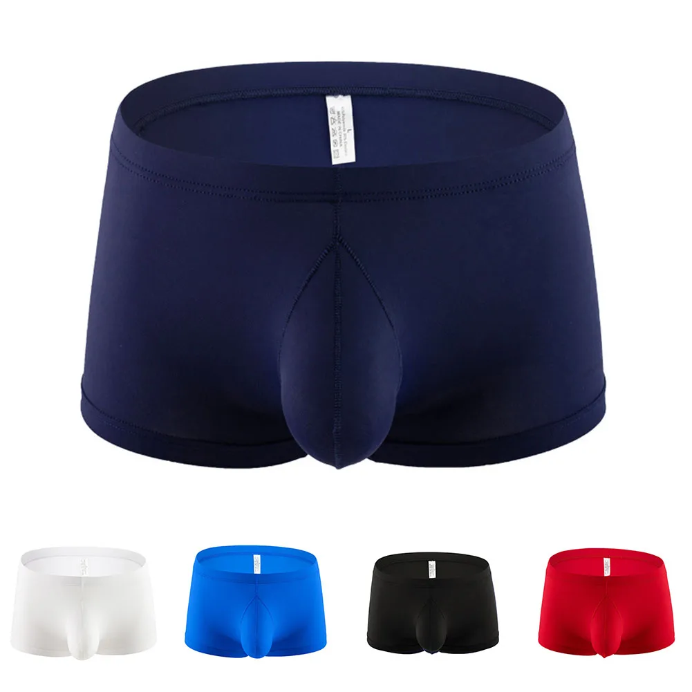 Summer Men Ice Silk Underwear Smooth Seamless Soft Breathable Briefs Shorts Panties Bulge Pouch Underpants Casual Swimwear