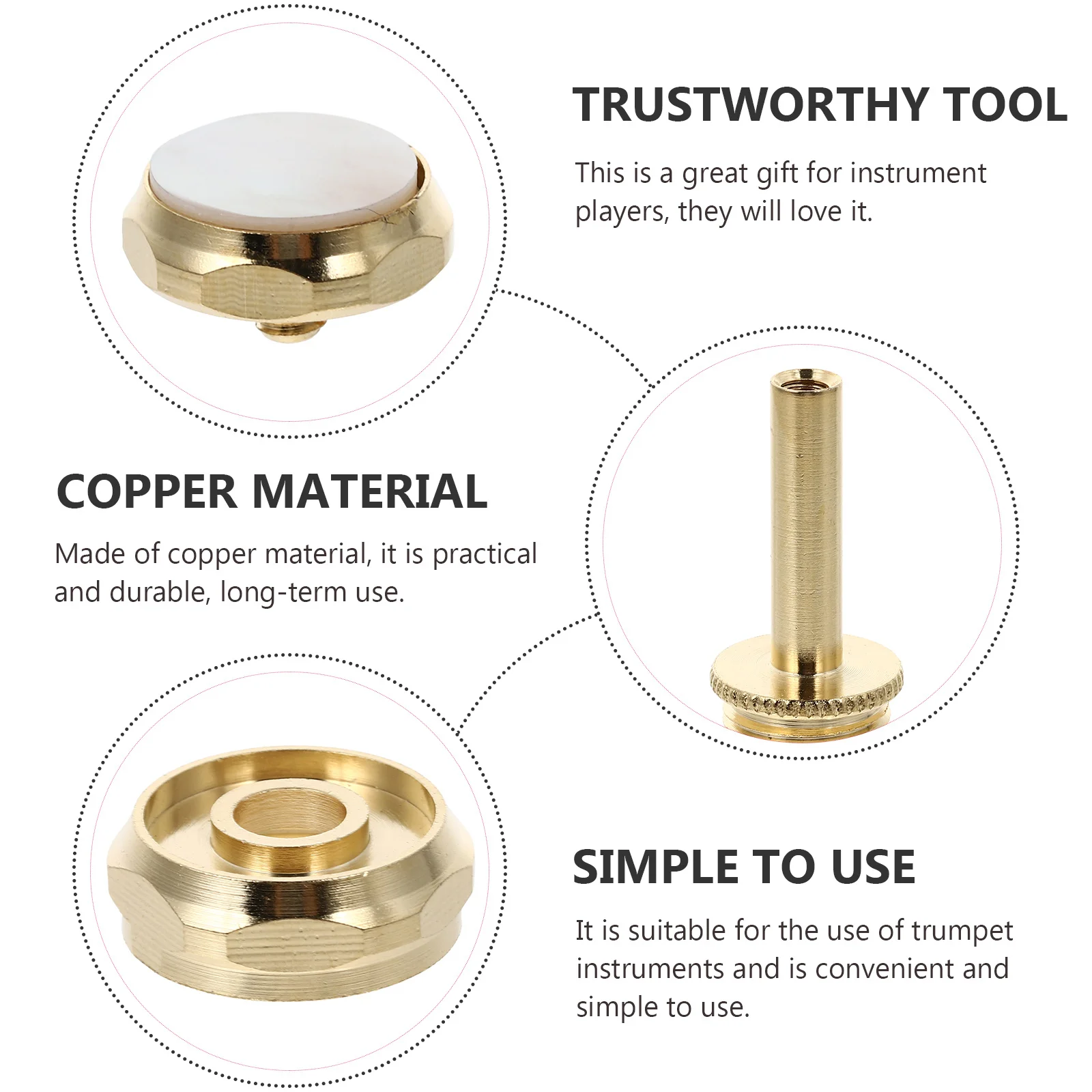 

Trumpet Button Buckle Set of 8 Heavy Duty Brass Snap for Trumpet Maintenance Professional Instrument Repair Accessory Gear