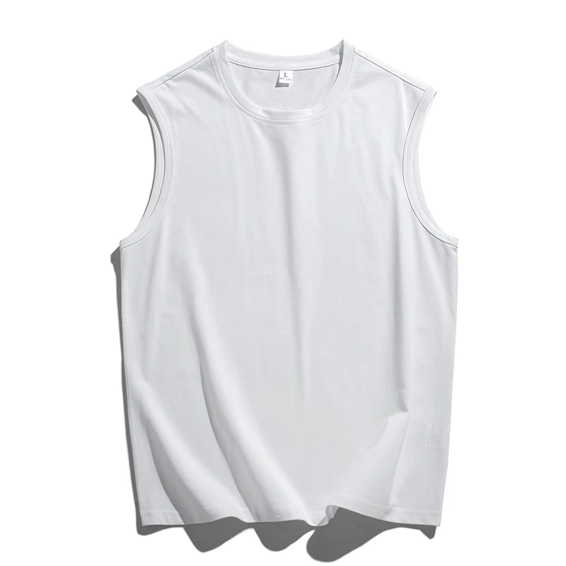 2024 Minimalist Summer Solid Color Men's Round Neck Loose Fitting Fashion Casual Versatile Sleeveless Vest Sports T-shirt Top