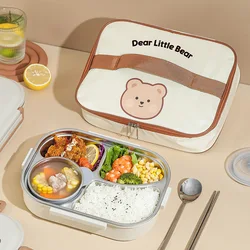 304 Stainless Steel Lunch Box For Adults Kids School Office Microwavable Bento Box With Bag Insulated Food Storage Containers