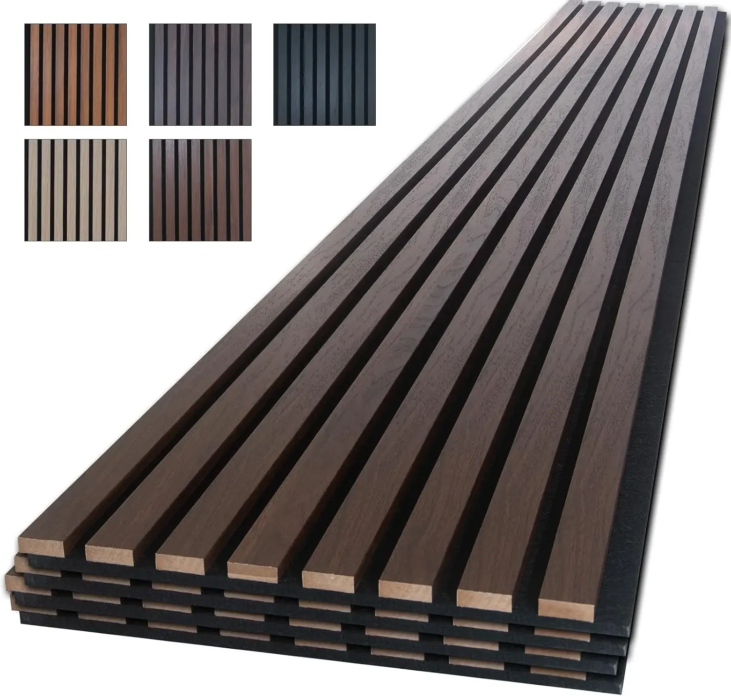 Wood Panels for Wall, 4-Piece 96" x 12.6" Soundproof Wood Slat Wall Panel for Interior Wall Decor Noise Cancelling, Wood