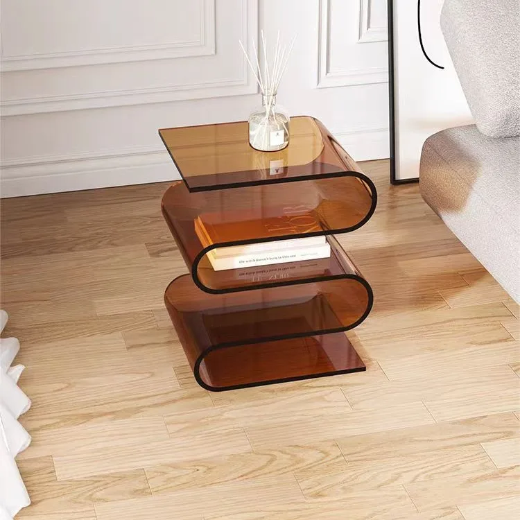 Nordic Acrylic Transparent Side Table Light Luxury Simple Creative Home Storage Rack Floor-standing Small Bookshelf