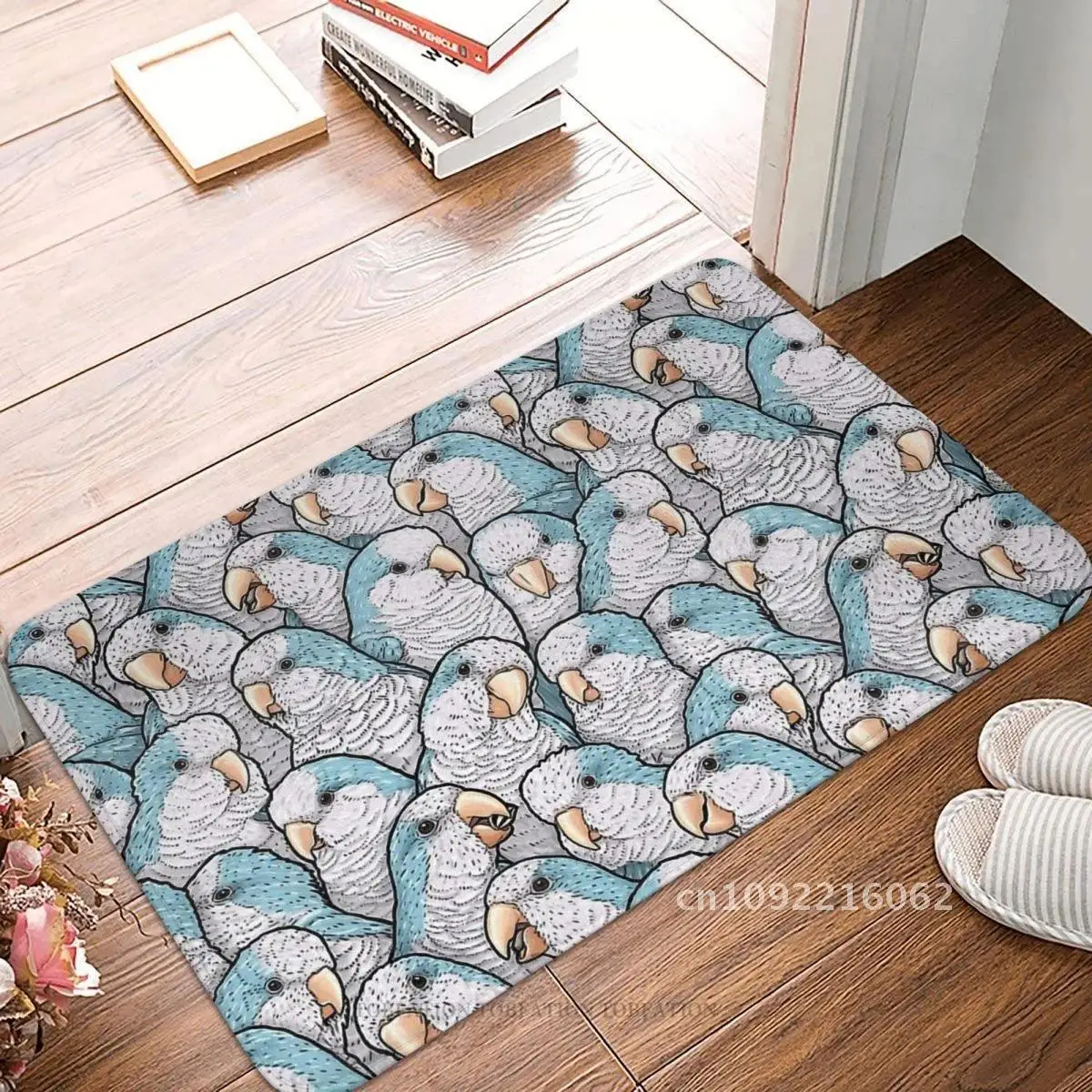 Cockatiel Non-slip Doormat Blue Quaker Monk Parakeets Bath Kitchen Mat Prayer Carpet Indoor Pattern Decor