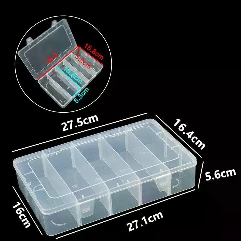 Hardware Tool Storage Box 5 Compartment Clear Organizer for Screws Bolts Small Hardware Workshop Repair Projects