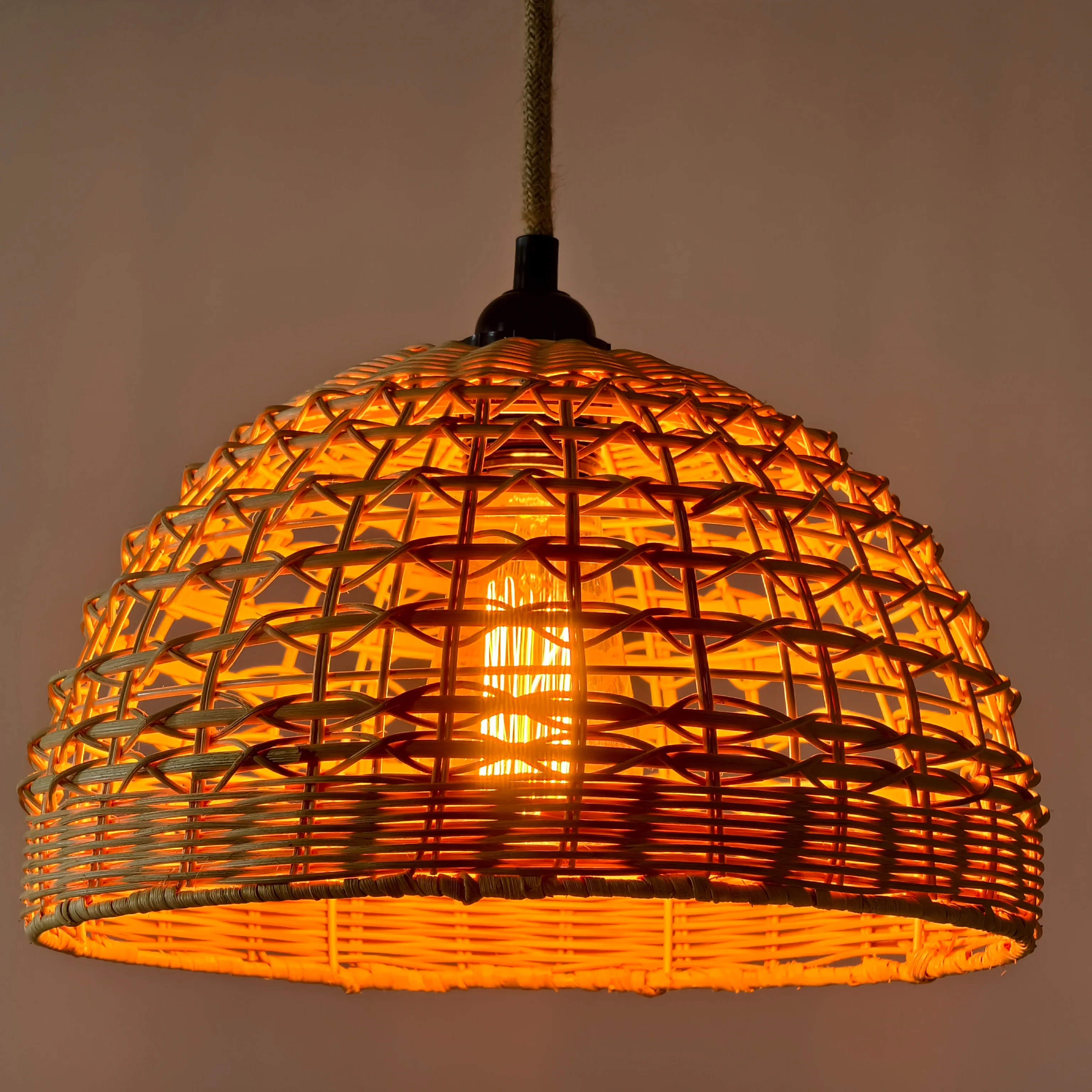 

Dia 28cm E26/E27 Chandeliers Light Fixtures Beige Rattan Pendant Lamp Shade for Bedroom Decor Pendant Lights Cover Ceiling Lamps