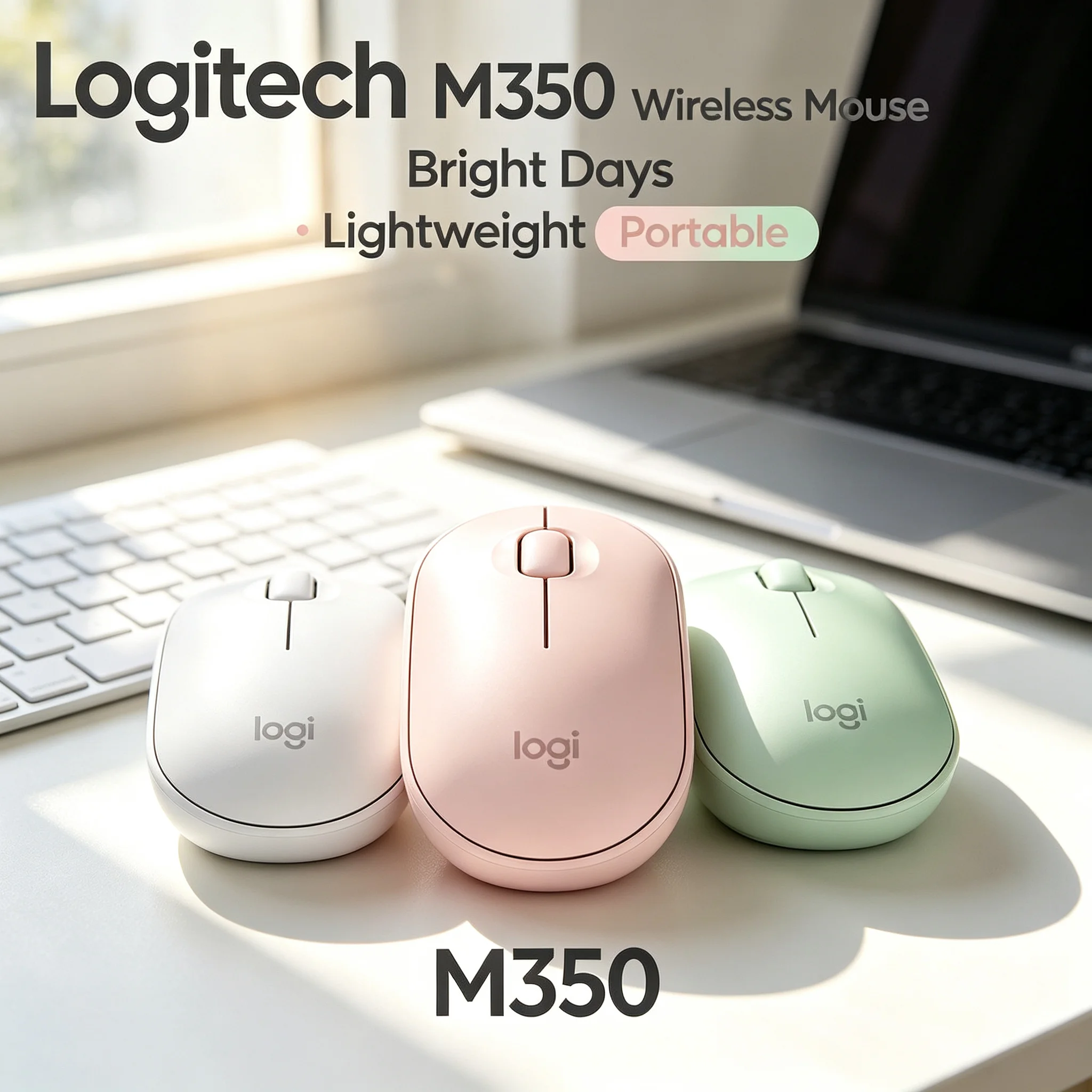 Logitech M350 Pebble Wireless Silent Mouse Multi-color Slim Portable Mice For Desktop