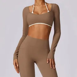 Sexy Backless Yoga Shirts For Women Long Sleeve Fitness Running Gym Clothes Workout Dry Fit Breathable High Elastic Sports Top